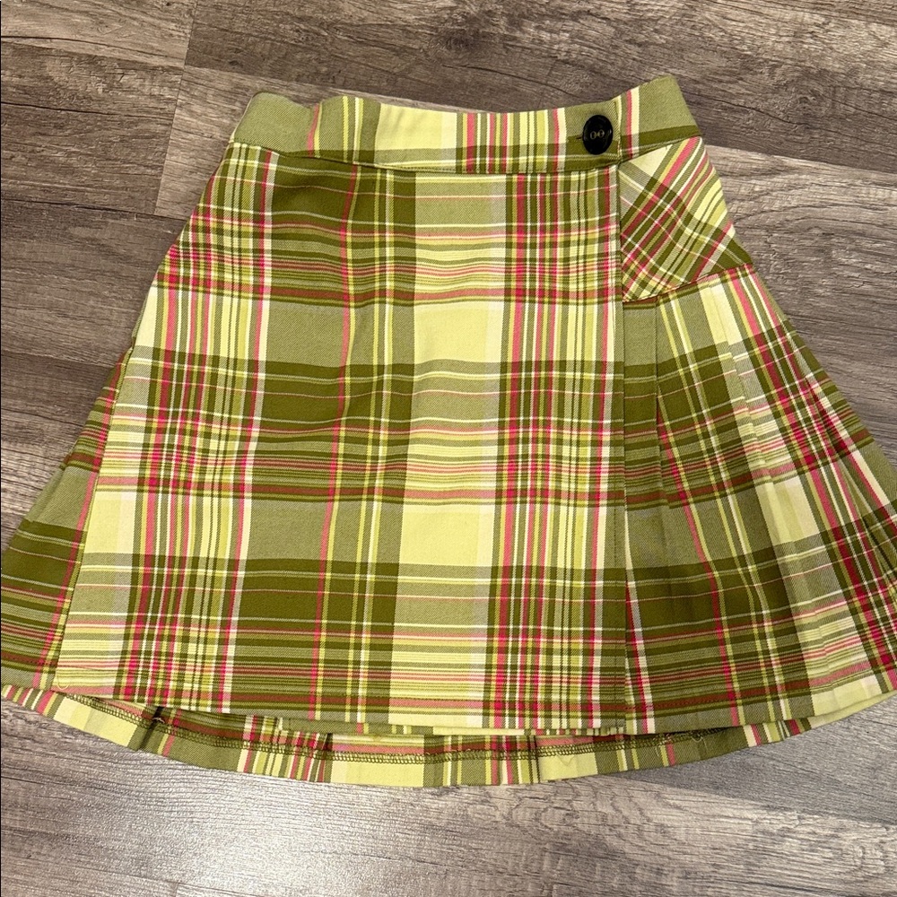 Urban Outfitters XS Plaid A-Line Skirt in Green and Yellow